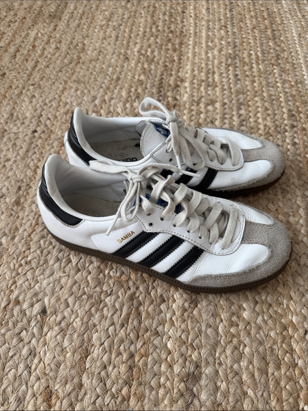 adidas White and Black Samba Retro Low-Top Sneakers
